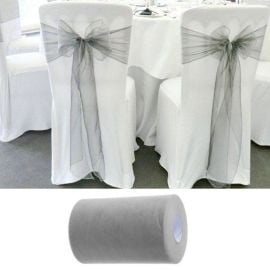 Tulle Gris 20cm x 100m pour 40 noeuds de chaise