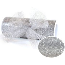 Tulle pailleté souple 15cm Argent 