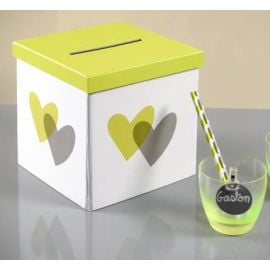 Urne mariage avec Coeur Vert anis