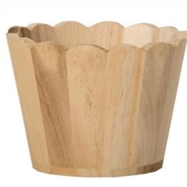 Vase rond en bois naturel