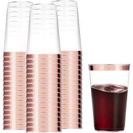 Verre en plastique cristal liseré Rose gold