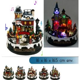 Village de Noel lumineux sonore 16x16x16 cm