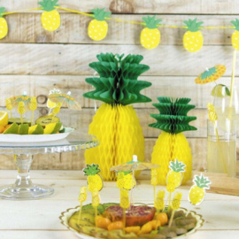 ananas alvéolé jaune et vert 31cm ambiance