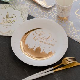Assiette en carton Orientale Or x 10 pièces - decoration fetes pas cher - Badaboum.fr