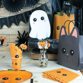 assiettes - 23 cm - citrouille sweety halloween - x 8 pièces - vaisselle jetable pas cher ambiance