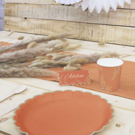 assiettes - festonnées - 23 cm - terracotta - x 8 pièces - vaisselle jetable pas cher ambiance