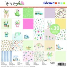 Assortiment De 60 feuilles papier décorés Life is simple