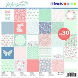 Assortiment De 60 feuilles papier décorés Mariposa