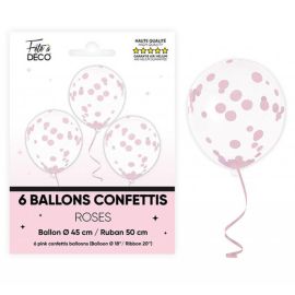 Ballons à Confettis Rose poudré Ø 45 cm avec Ruban de 50 cm