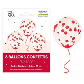 Ballons à Confettis Rouge cerise Ø 45 cm avec Ruban de 50 cm