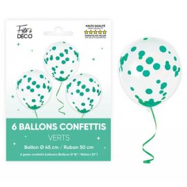 Ballons à Confettis vert menthe Ø 45 cm avec Ruban de 50 cm