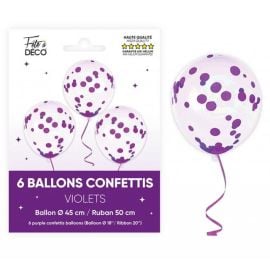 Ballons à Confettis violet astral Ø 45 cm avec Ruban de 50 cm