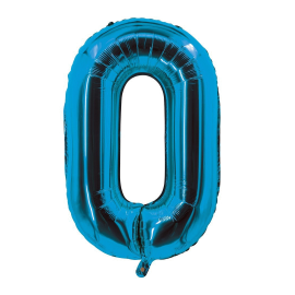 ballon chiffre 0 bleu 30cm