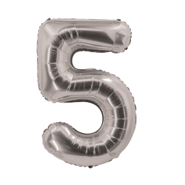 ballon chiffre 5 argent 30cm