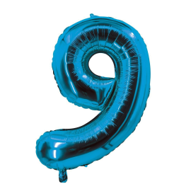 ballon chiffre 9 bleu 30cm