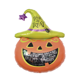 ballon aluminium citrouille avec chapeau 62cm