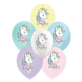 BALLON ALU ROND LICORNE MAGIQUE FLEURS 43CM IRISÉ