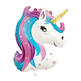 Ballon aluminium anniversaire Licorne 53 cm - decoration fetes pas cher - Badaboum.fr