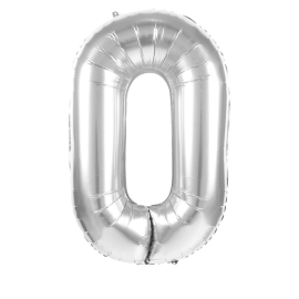 ballon mylar géant chiffre 0 argent 86cm