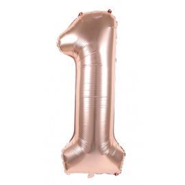 ballon mylar rose gold chiffre 1 1m