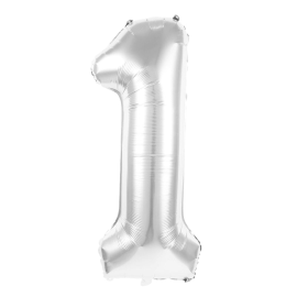 ballon mylar chiffre 1 argent 36cm