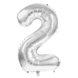 ballon mylar chiffre 2 argent 36cm