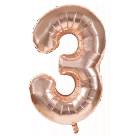 ballon mylar rose gold chiffre 3 1m