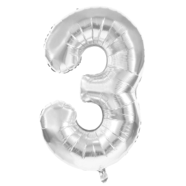 ballon mylar chiffre 3 argent 36cm