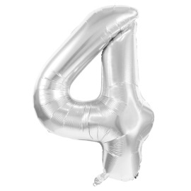 ballon mylar chiffre 4 argent 36cm