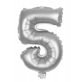 ballon mylar chiffre 5 argent 1m