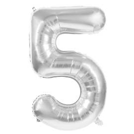 ballon mylar géant chiffre 5 argent 86cm