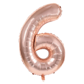 ballon mylar rose gold chiffre 6 1m