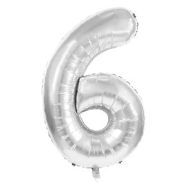 ballon mylar chiffre 6 argent 36cm