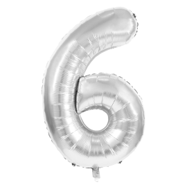 ballon mylar géant chiffre 6 argent 86cm