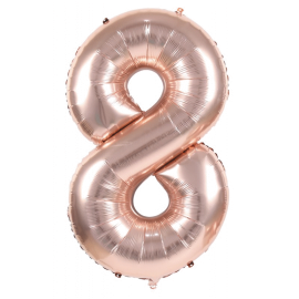 ballon mylar rose gold chiffre 8 1m