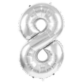 ballon mylar géant chiffre 8 argent 86cm