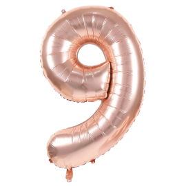 ballon mylar rose gold chiffre 9 1m