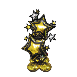 ballon mylar étoile avec socle doré 80cm