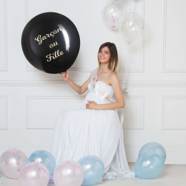 ballon noir gender reveal garçon géant 90cm ambiance