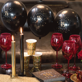8 ballons anniversaire 18 ans or et noir pas cher