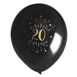 ballon anniversaire or et noir age 20 ans