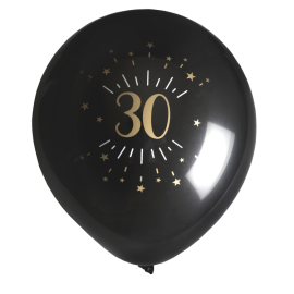 8 ballons anniversaire 18 ans or et noir pas cher