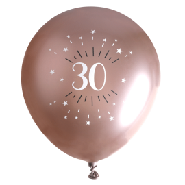 6 Ballons Anniversaire 30 ans Rose Gold 