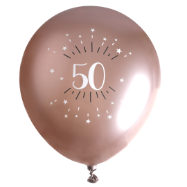 6 Ballons Anniversaire 50 ans Rose Gold 