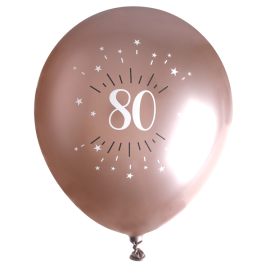 6 Ballons Anniversaire 80 ans Rose Gold 