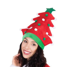 bonnet sapin de noël feutre rouge 