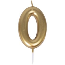 Bougie anniversaire or chiffre 0 15 x 8 cm pour décoration pas cher