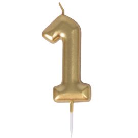 Bougie anniversaire or chiffre 1 15 x 8 cm pour décoration pas cher