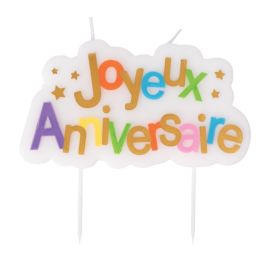 Bougie d'anniversaire multicolore chiffre 3 pas chère - Badaboum.fr