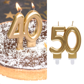 bougie anniversaire or chiffre 50